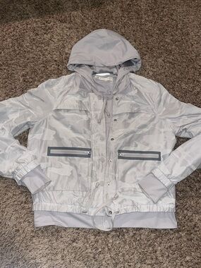 blanc noir Light Gray Hooded Jacket